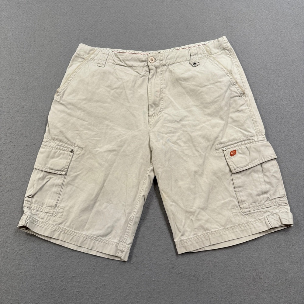 Point Zero Cargo Shorts Men's 36 Beige Classic Fit Cotton Utility Hiking Outdoor